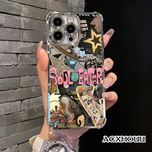 Waterproof TPU Soft Silicone Cellphone Case - Rugged, Lightweight, Stylish Aesthetic Soul Eater Anime Collage Design, Shock-Resistant Accessory for iPhone 16 Pro Max,15 Plus,14,13,12,11,XS,XR Protector