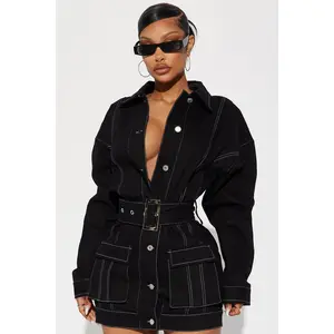 Stephanie Denim Mini Dress - Black