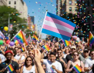 Small Transgender Pride Flags on a Stick – Handheld Mini Flags with Pink, Blue & White Stripes for LGBTQ+ Parades, Pride Events, Rallies & Decorations