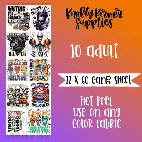 Summerween DTF Transfer Gang Sheet - 22x60 Size, Hot Peel, Any Color, Compatible with Any Fabric, Office Stationery Paper Supply for Computers & Office Equipment