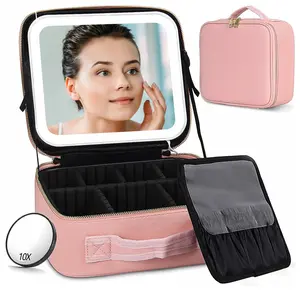 Portable Makeup Bag with Mirror, LED Light, and Adjustable Dividers: Your Ultimate Cosmetic Organizer