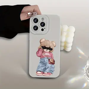 Creative Bear Pattern Phone Case, Suitable for iPhone 17air/16/15/14/12/11/XS/X/7/8 Plus/Pro/Max/Mini - Neutral Fashion Design, Perfect Gift for Friends, Family, Boyfriend or Girlfriend / MS650