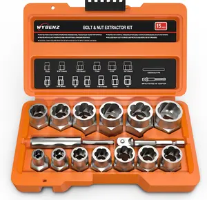 3/8" Drive Bolt Extractor Socket Set 15PCS – Impact Lug Nut Remover Tool Kit for Stripped, Broken, Rusted & Rounded Bolts, Studs & Screws