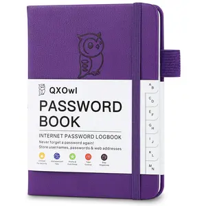 Password Book with Alphabetical tabs. Hardcover Password Keeper Notebook for Seniors, Internet Password Logbook Journal, Address Organizer for Computer &amp; Website Logins, Pocket Size (Purple)