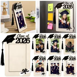 Wooden Graduation Frame 2026, Magnetic Decorative Photo Frame, Wooden Graduate Gift, Memorial Keepsake, Doctor Hat Decoration