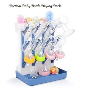 Large Vertical Baby Bottle Drying Rack – BPA Free Space Saving Countertop Bottle Drying Holder & Organizer for Baby Bottles, Pacifiers, Breast Pump Parts, Accessories Storage Stand