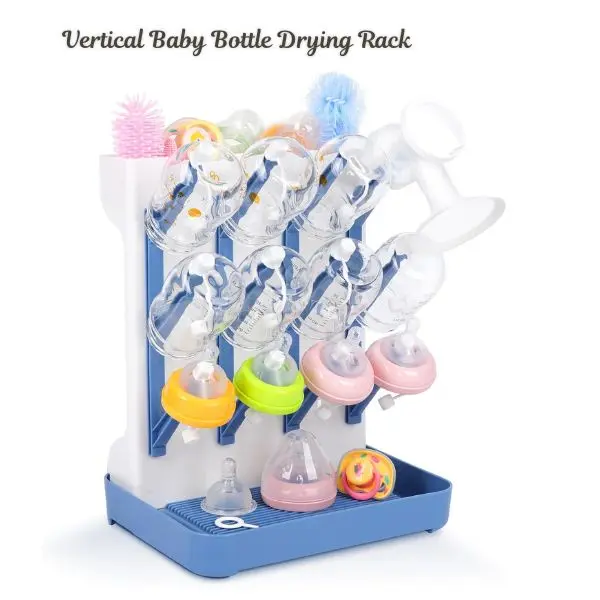 Large Vertical Baby Bottle Drying Rack – BPA Free Space Saving Countertop Bottle Drying Holder & Organizer for Baby Bottles, Pacifiers, Breast Pump Parts, Accessories Storage Stand