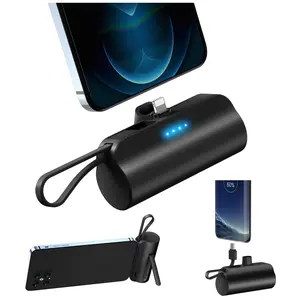 Mini Pocket Size for iPhone, Small Power Bank Fast Charging 5000mAh PD Battery Pack Compatible with iPhone 14 plus/14 Pro Max/13/13Pro Max/12/12Mini/11/XR/XS/X/8/7 Android Phone (Black)