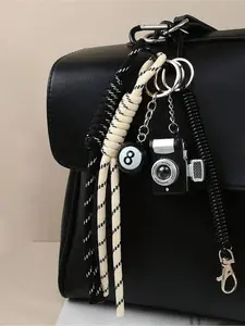 8-Ball Theme Bag Charm, Unisex Backpack Accessory, Zinc Alloy Keychain Set, Fashion Pendant, Customizable Streetwear, Gift Idea, Bag Accessories