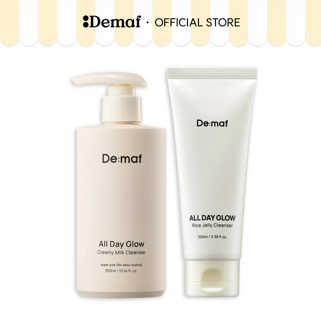 [De:maf Official] Gentle Double Cleanser Duo | Milk Cleanser + Rice Jelly Cleanser | Low-Irritation Deep Cleansing