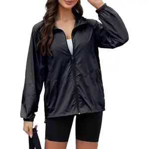 Womens Windbreaker Jacket Hooded Lightweight Packable Rainjacket Women Waterproof Raincoat For Hiking Travel S-XXL