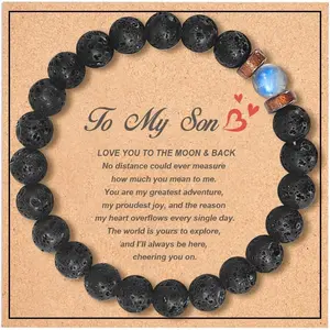 Easter Basket Stuffers for Teen Boys Natural Gemstone Bracelet for Son Kids Inspirational Gift Ideas 13 14 15 16 17 18 Year Old Birthday Boys Men Easter Basket Essentials Stocking Stuffers