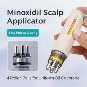 Cavbrook Portable Minoxidil Scalp Applicator Hair Oil Comb, Minoxidil Applicator Roller Ball Massage Comb, Precise Liquid Distribution Tool for Hair Oil & Serums, Hair Care Tool for All Hair Types, Heatless Styling Comb for Women & Men with Scalp Massager