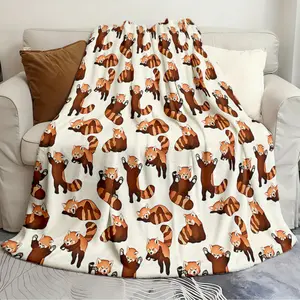 Flannel blankets Red Panda Pattern Exquisite Quilts Flannel warm blanket soft and comfortable blanket travel blanket birthday gift Soft Lightweight Blanket