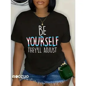 100% Cotton Be Yourself Theyll Adjust Transgender Trans Pride Flag LGBT T-Shirt