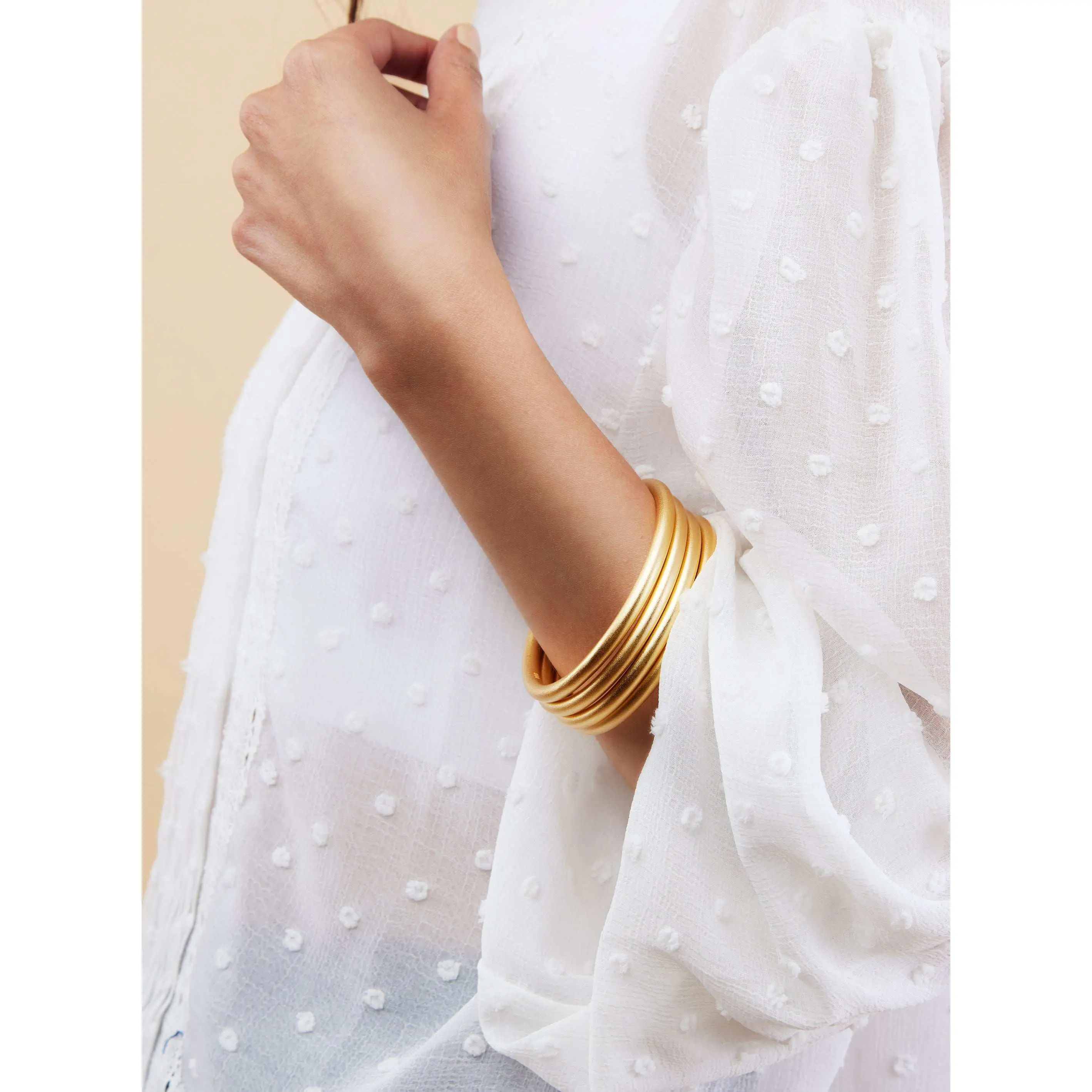 Gold Plated Matte Bangle - Sleek Brass Body & Luminous Matte Gold Coating - Water-Proof & Tarnish-Free - Ideal for Everyday Wear