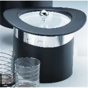 212 MAIN 3 Qt Black Top Hats Ice Bucket with Chrome Band, Lucite Cover and Utensils, Indoor Kitchenware Bar Utensil