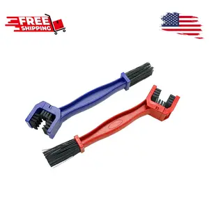 Bike or Motorcycle Chain Washer, Cleaning Brush 2 Pcs (Color, Blue and Red)