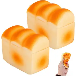 Bread Squish, 2Pcs Slow Rise Stress Ball - Ultra Slow Squish Toy Bread with Over 30 Second Rebound, Realistic Artificial for Sensory Fidget Toys and Stress Relief, Squeeze Toy