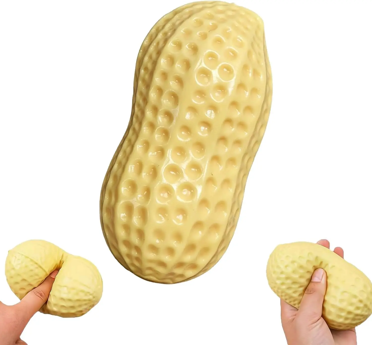 Peanut Shaped Squeeze Fidget Toy, Soft Squishy Stress Relief Desk Toy, Funny Hand Exercise Sensory Toy for Kids & Adults, Party Favor & Gift, 3.9in