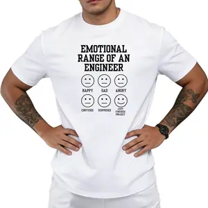 Men's Engineer Theme Graphic Tee Casual Streetwear Essential