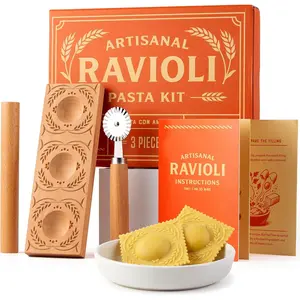 Co. Artisanal Ravioli Maker Press, Wooden Ravioli Mold & Pasta Maker, Ravioli Press, Pasta  Wheel, Ravioli Maker Tool, Guide Pasta Making Tools  for Homemade Pasta (3 )