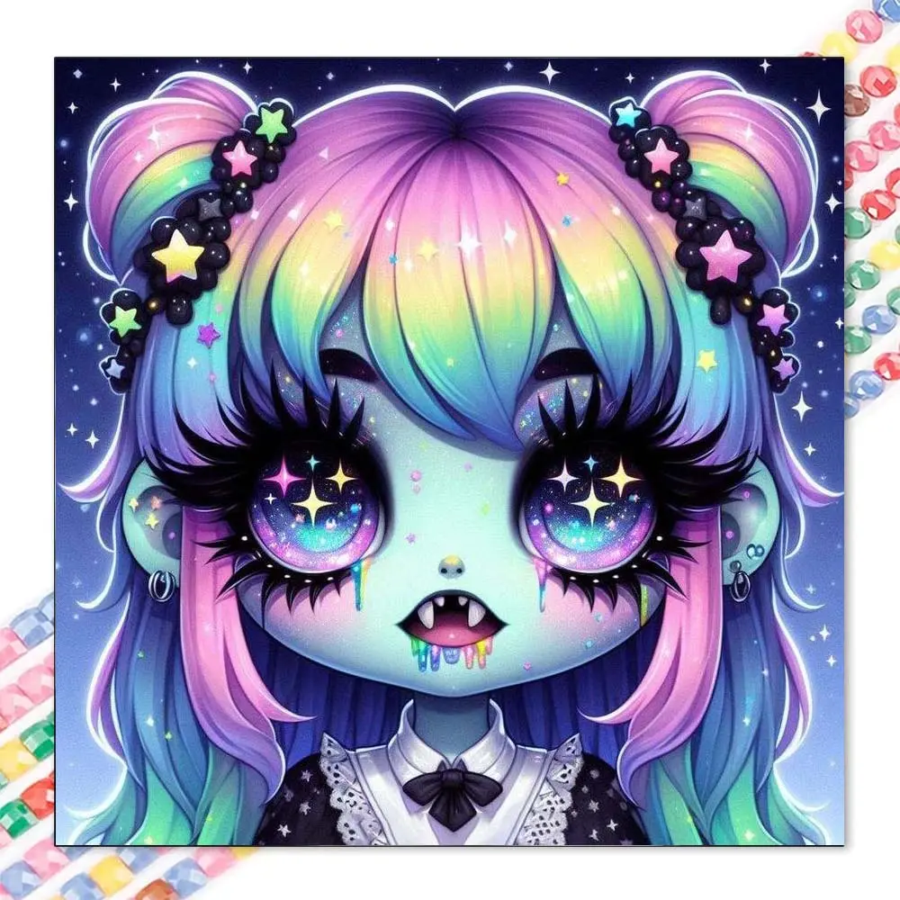 1pcs 5D DIY diamond painting kit, 5D diamond art set, DIY decoration, colorful star hair accessories, full round drill DIY diamond painting kit, mosaic, diamond art, DIY art home decor, suitable for Halloween and Christmas.
