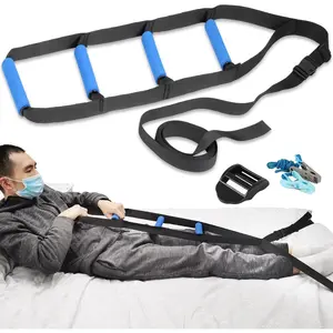 Bed ladder assist pull-up and sit-up helper with 4 handle grips, adjustable length bed lift mobility aid for elderly, disabled, and injured users, fits most beds (160 inches).