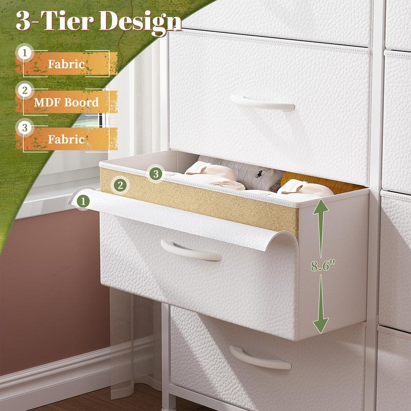 Raybee Furniture 57"H 16 Drawer White Dresser with Wooden Top, Modern Tall Dresser for Bedroom & Chests of Drawers, Large Capacity Storage Cabinets for Bedrooms, Living Room, Entryways