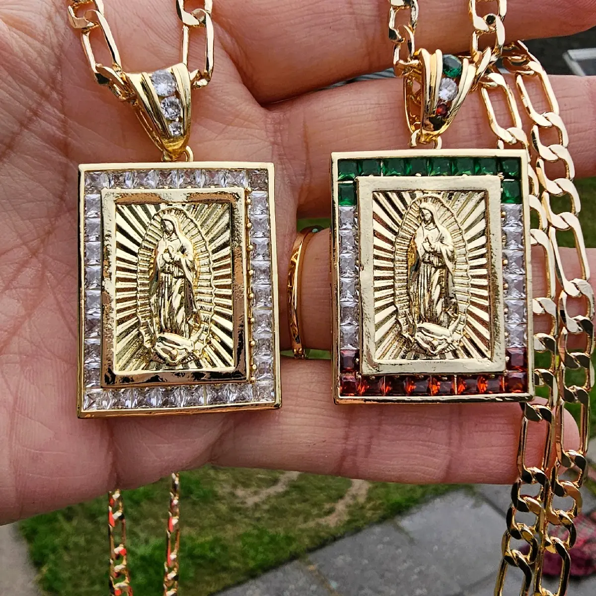 Square virgen de guadalupe , san judas necklace pendant Square virgen de guadalupe , san judas necklace pendant