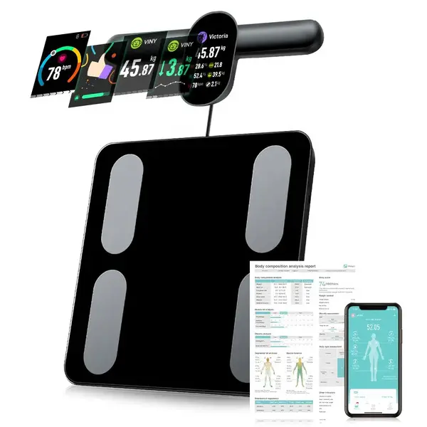 Smart Body Scale FSA or HSA Eligible, Rechargeable 8 Electrodes Digital LCD Body Composition Measurement with Fitdays App for Healthcare