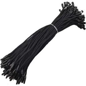 7.7" 500 Pcs Cotton Hang Tag String Fasteners for Gifts Luggage Label Attachment Clothing (Black)