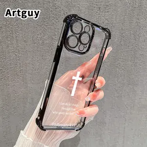 Pure Cross Pattern Four Corner Anti-Fall Phone Case Transparent Electroplated Protective Cover for iPhone 17 Pro Max Air 16 15 Plus 14 13 12 11 E
