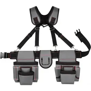 Tool Belt With Suspenders, Heavy Duty Reinforced Tool Belt - 22 Pockets Adjustable Breathable Lightweight Tool Pouch for Carpenter, Electrician, Construction Framing & Carpentry Work