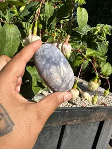Purple Chalcedony Palm Stone Carving B