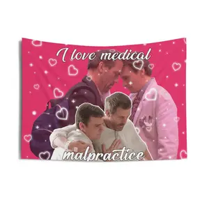 House & Wilson 'I Love Medical Malpractice' Meme Tapestry 3x5 FT - Polyester House M.D. / Ship Style Wall Hanging for Bedroom & Fan Space Decor, Home Bedroom Decor, House MD Banner