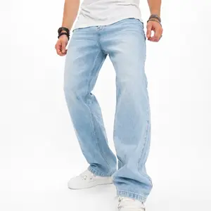 Men’s Light Blue Loose Fit Jeans – Relaxed Fit Denim Pants, Comfortable Classic Jeans for Everyday Wear