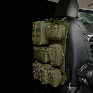 2025 Christmas1pc Tactical Car Seat Back Organizer, Nylon Vehicle Panel with 5 Detachable MOLLE Pouches, Zipper Closure, Universal Fit for Vehicles, Ideal for Outdoor Enthusiasts and Tactical Gear Storage - Black, Army Green, Khaki11