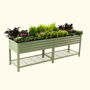 Vego Garden Elevated Garden Bed V Series 2' x 8' Outdoor Metal Planter with Optional Wheels for Patios Decks and Tight Spaces 20+ Year Lifespan 1400 lbs Capacity