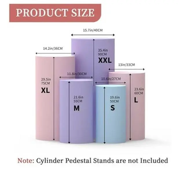 3Pcs Spandex Cylinder Pedestal Covers – Elastic Fabric Display Stands for Weddings, Baby Showers & Party Decorations