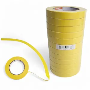 MTP18-12 Automotive Masking Tape Yellow Color 18mm x 50m (3/4" x 55 Yards) - 12 count Sleeve - High Temperature Resistant - No  - Flexible - Painting and Refinishing