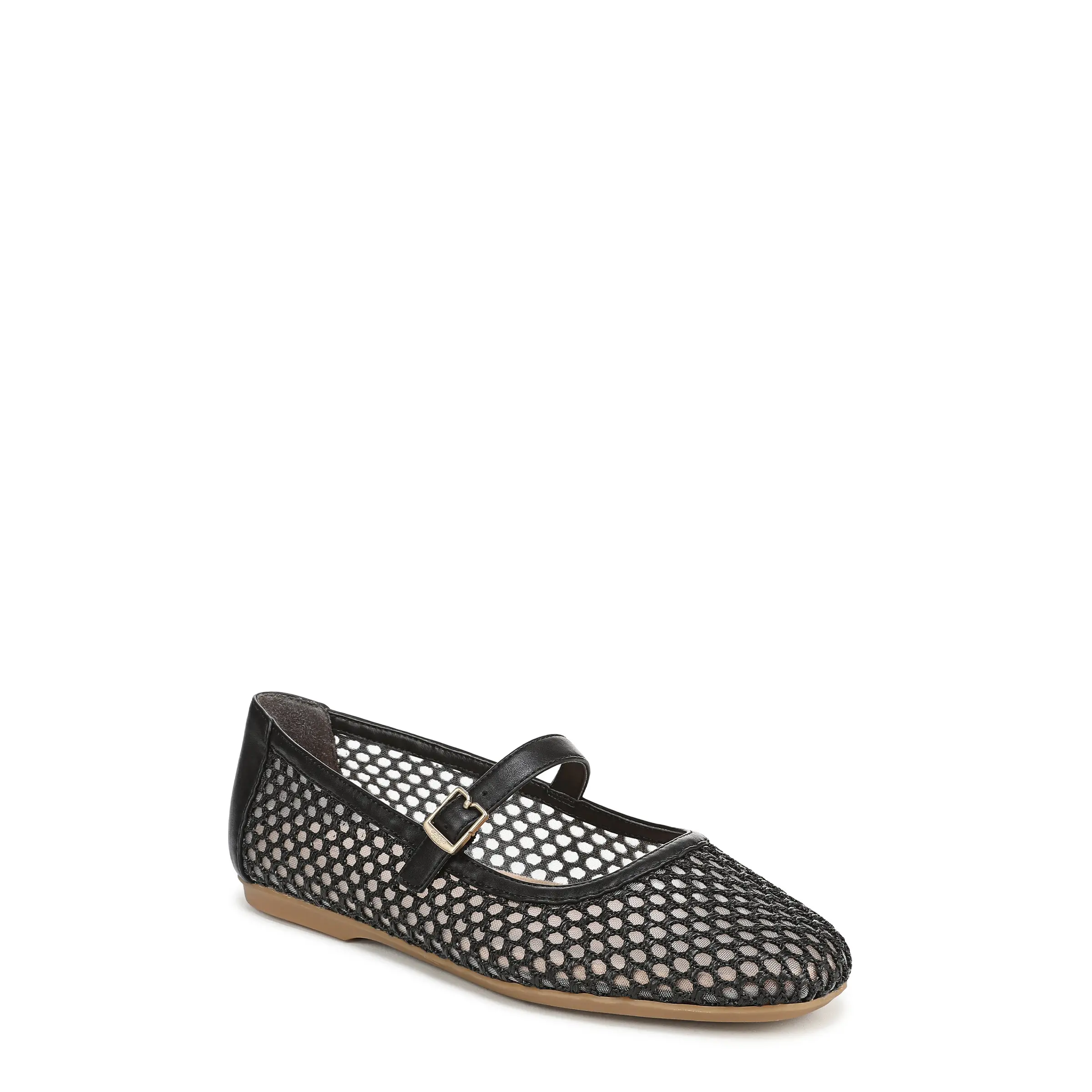 Dr. Scholl's Womens Wren Mary Jane Flat - Medium & Wide Width, Classic, Mesh, Low Heels, Buckle Ballet Flats, Walkable Ballet Flats