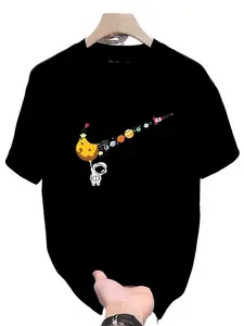 Men's Fashion Space Element Galaxy Pattern T-Shirt, Breathable Comfort, Neutral Design, Perfect for Summer Casual Wear, Short Sleeve, Fitted Style