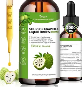 Wanish Organic Soursop Graviola Liquid Drop,Sour SOP Bitters Liquid for Cell Support & Regeneration, Immune Boost, Liver and Sleep, Herbal Goodness, Sugar/Gluten Free, Natural Flavor, 2 Fl Oz
