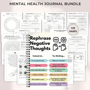 A5 Positive Thinking Diary & Cbt Notebook, Cognitive Reorganization Exercises, Emotion Tracking Chart, Student Daily Plan, Mental Health Gift