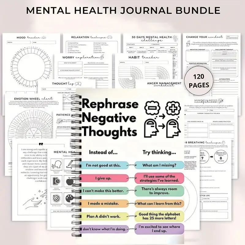 A5 Positive Thinking Diary & Cbt Notebook, Planner Notebook, Cognitive Reorganization Exercises, Emotion Tracking Chart, Student Daily Plan, Mental Health Gift, Office Stationery Supplies
