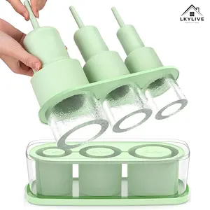 New Generation Ice Cube Tray for Tumbler Cup，Silicone Cylinder Ice Mold with Lid and Bin, durable and not easy to wear，Easy Fill and Release Ice Maker for Whiskey, Cocktail, BPA-Free Reusable Straw Drinking Straw