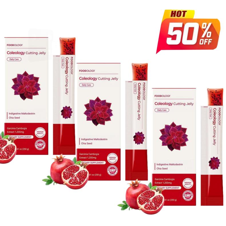FOODOLOGY Coleology Cutting Stick Jelly – Garcinia Cambogia HCA, Chia Seeds, Pomegranate Flavor Korean Supplement – 10 Sachets