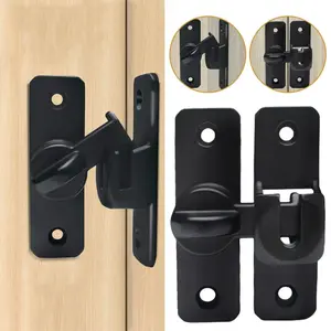 90 Degree Barn Door Lock, Sliding Door Lock,Anti-theft Door Lock,Theft-resistant Window Hardware for Apartments & Hotels,Security Lock, Double Safety Lock, Secure Latch Closure(3 PCS)