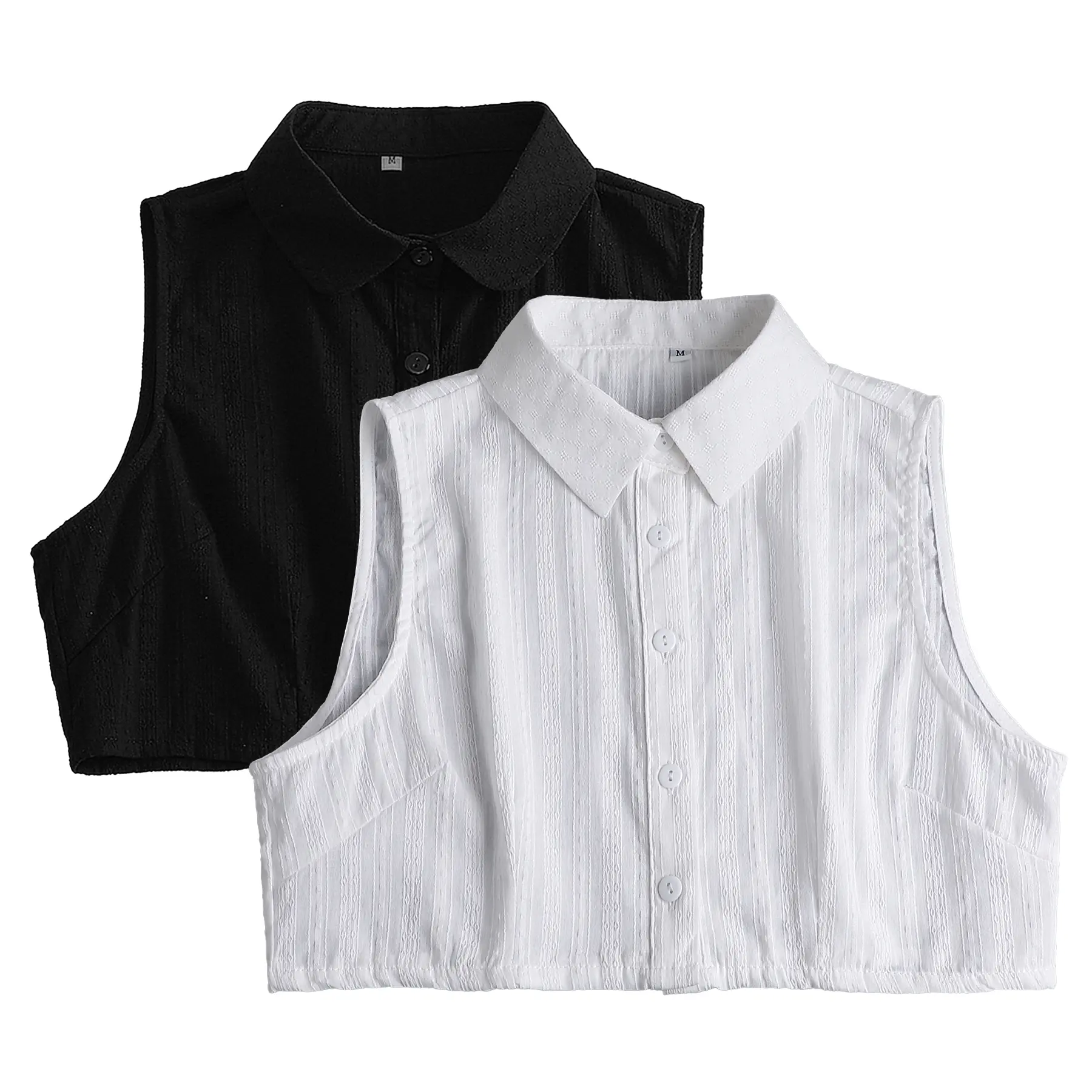 white pointed collar+black round collar